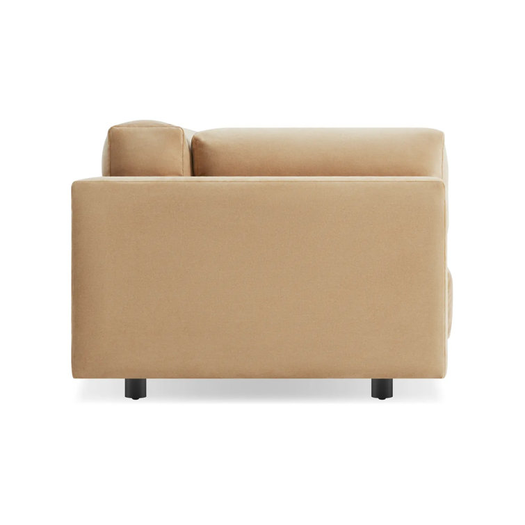 Camel Velvet 102'' Sofa with Square Arms