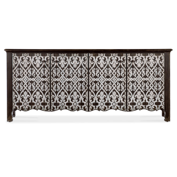Rustic Black and White 78" Media Console with Cabinet