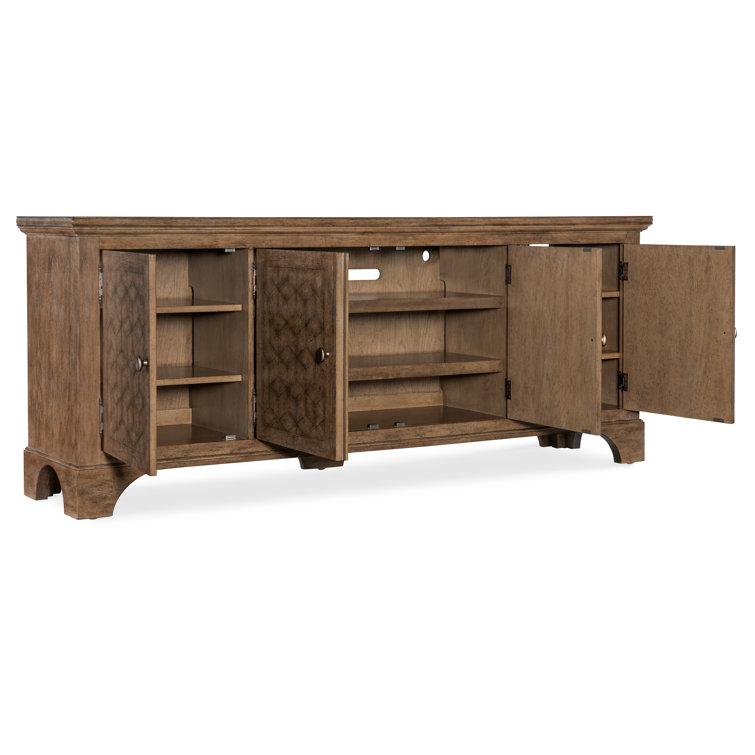 Rustic Honey Oak 84" Media Console with Cabinets