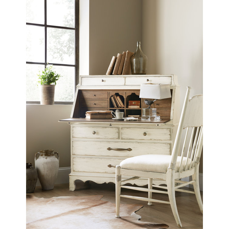 Rustic White Wood Secretary Desk with Drawers