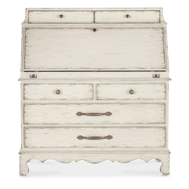 Rustic White Wood Secretary Desk with Drawers