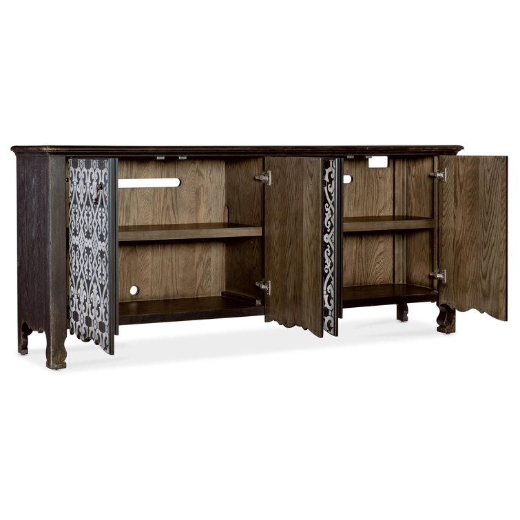 Rustic Black and White 78" Media Console with Cabinet