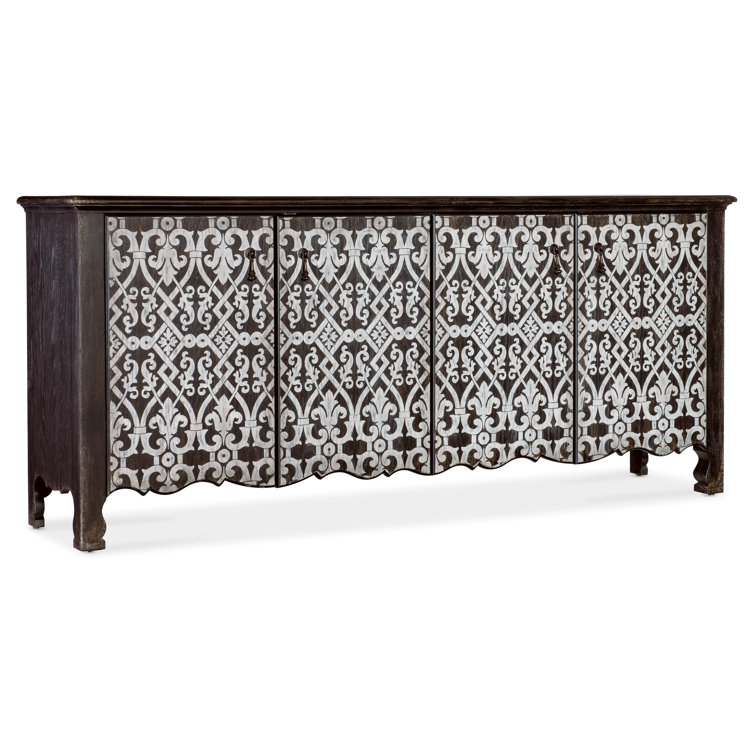 Rustic Black and White 78" Media Console with Cabinet
