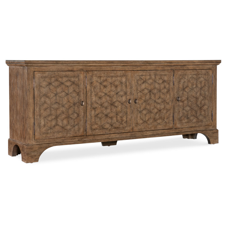 Rustic Honey Oak 84" Media Console with Cabinets