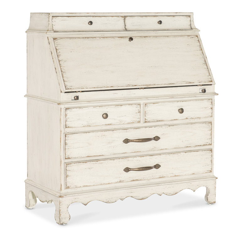 Rustic White Wood Secretary Desk with Drawers