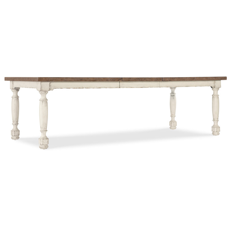Rustic Cream and Brown Extendable Reclaimed Wood Dining Table