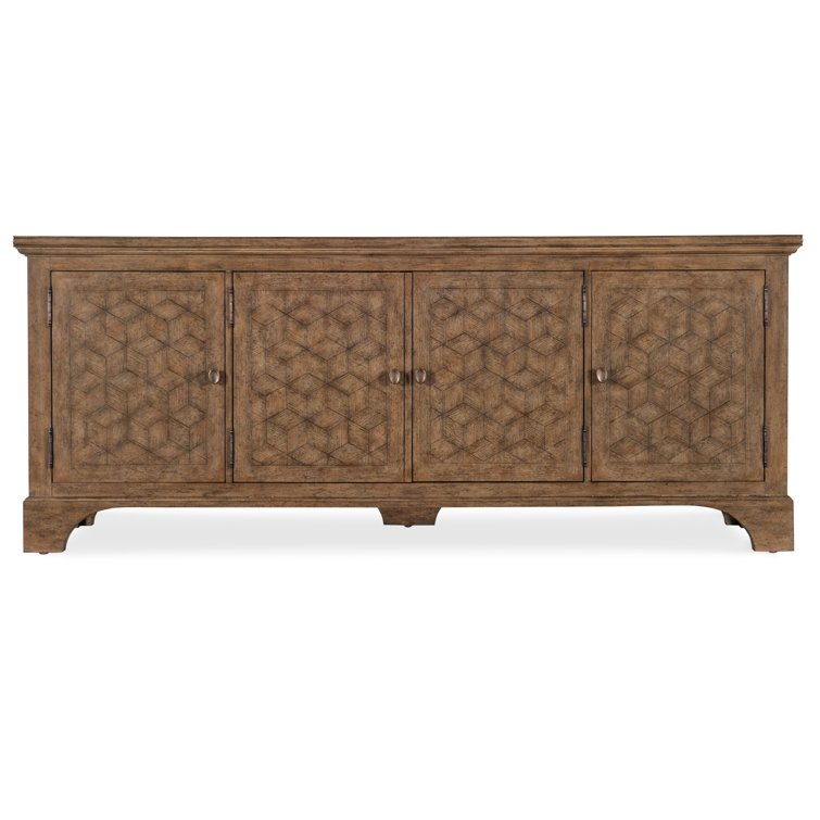 Rustic Honey Oak 84" Media Console with Cabinets