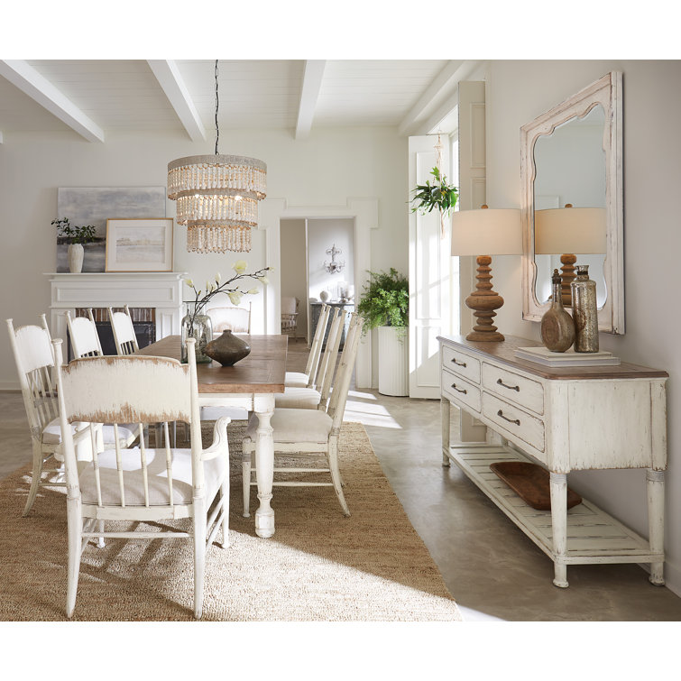 Rustic Cream and White Rectangular Wood Wall Mirror