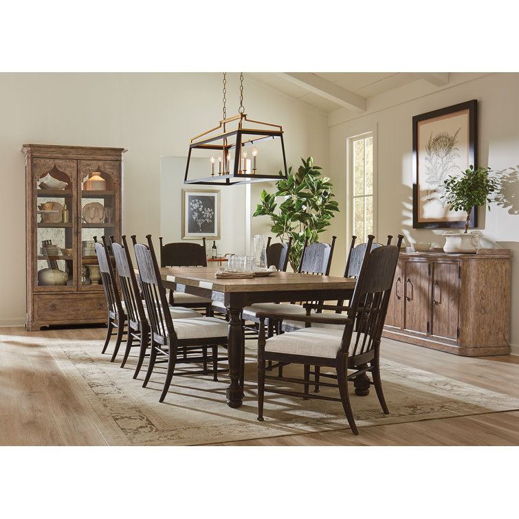 Rustic Honey Brown Oak Four-Door Buffet with Antique Bronze Pulls