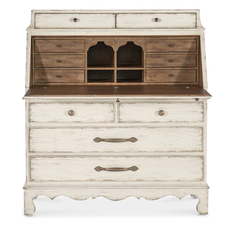 Rustic White Wood Secretary Desk with Drawers