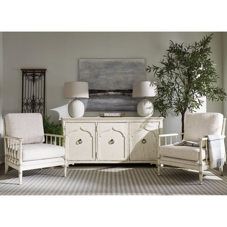 Prairie Beige Upholstered Chair with Black Spindle Arms