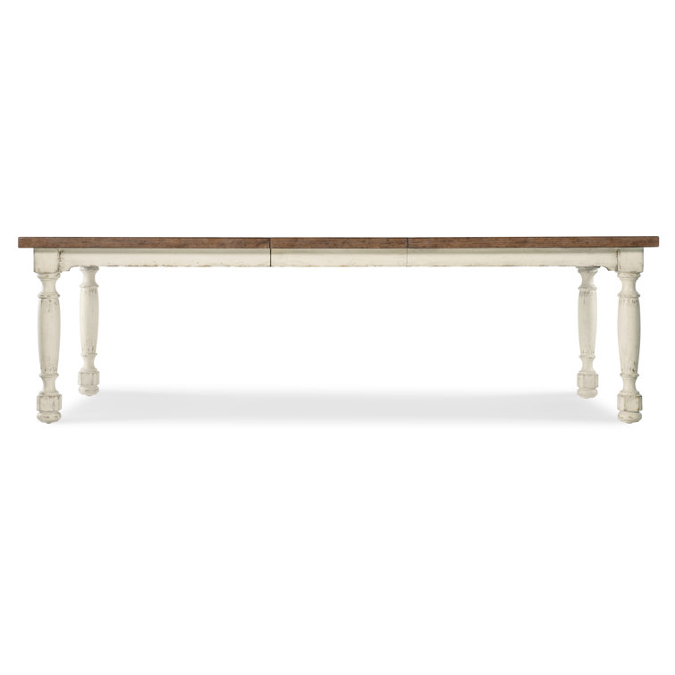 Rustic Cream and Brown Extendable Reclaimed Wood Dining Table