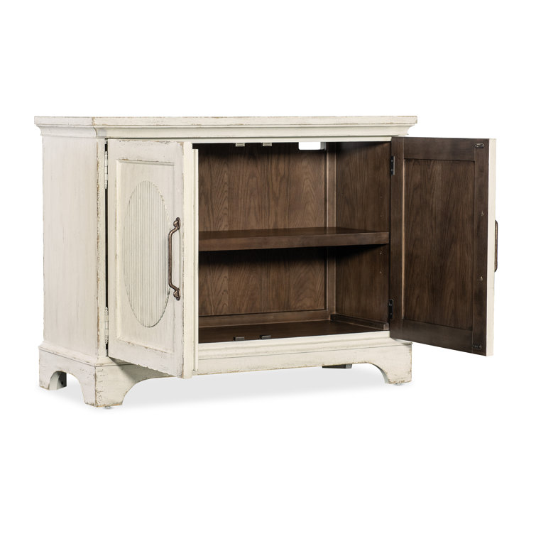 White Rustic Oak Veneer Two-Door Accent Cabinet