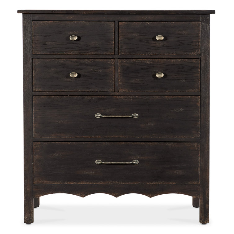 Rustic Black and Brown Oak 6-Drawer Dresser