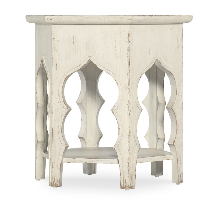 Rustic White Oak Veneer Round End Table