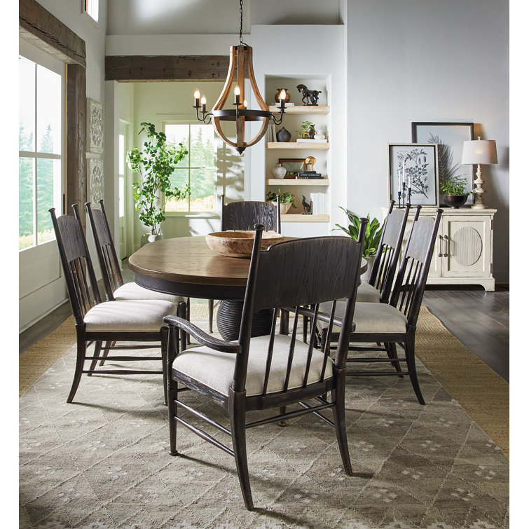 Beige Linen Upholstered Wood Arm Chair