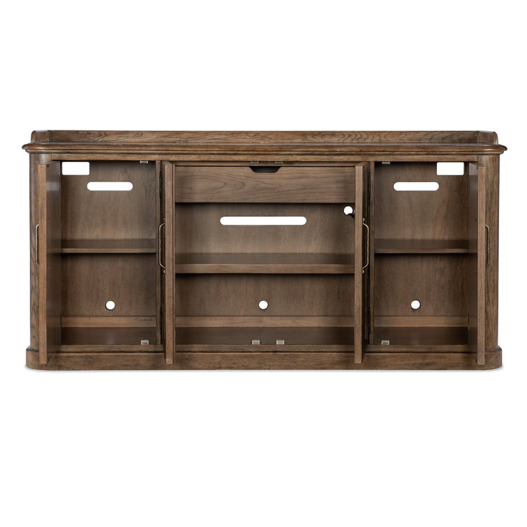 Rustic Honey Brown Oak Four-Door Buffet with Antique Bronze Pulls
