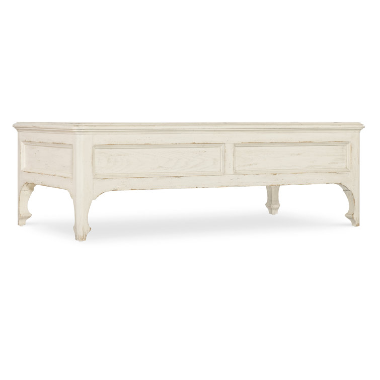 Rustic White Wood Rectangular Coffee Table with Storage