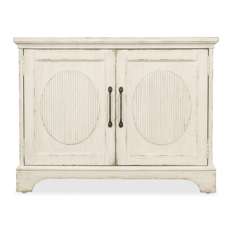 White Rustic Oak Veneer Two-Door Accent Cabinet