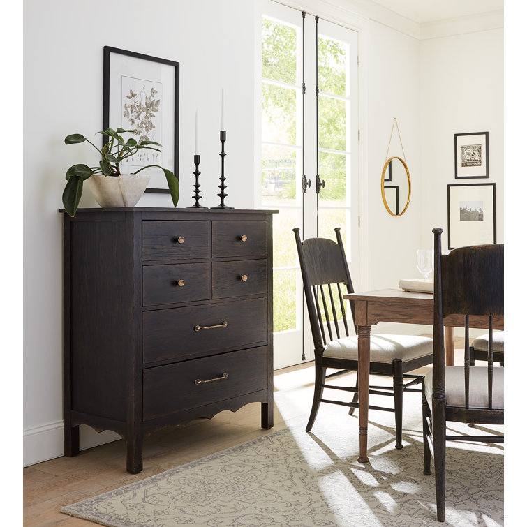 Rustic Black and Brown Oak 6-Drawer Dresser