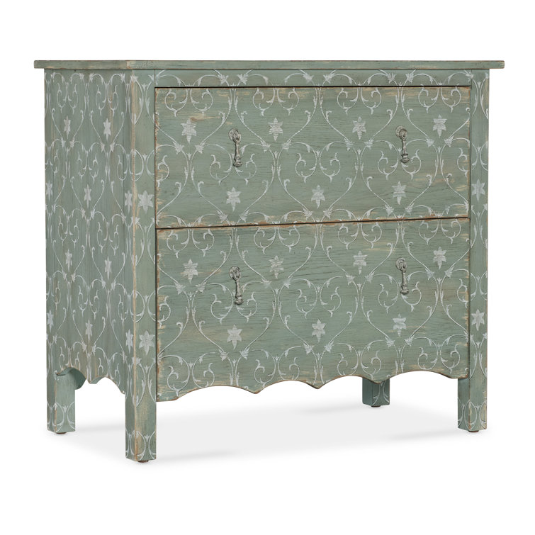 Antique Green and White 2-Drawer Accent Chest