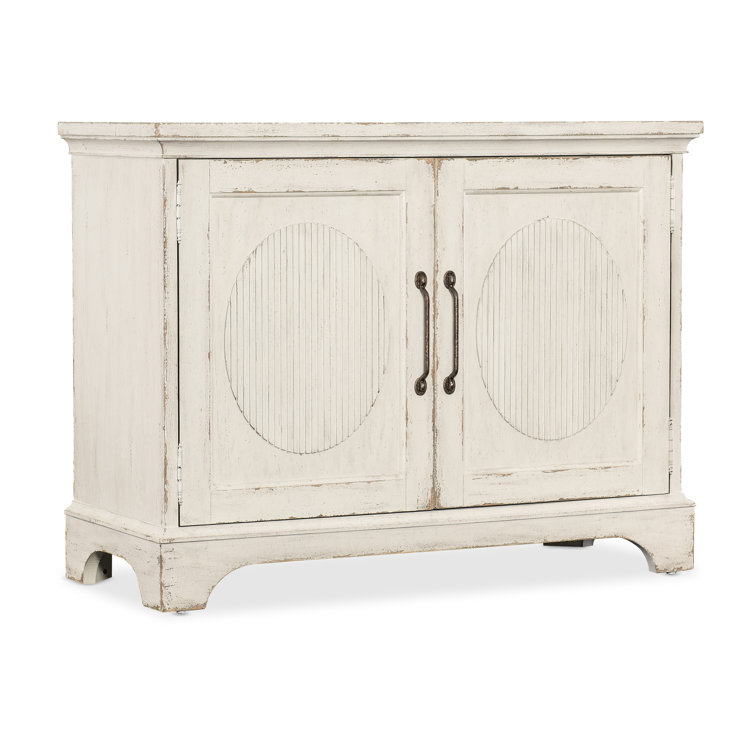 White Rustic Oak Veneer Two-Door Accent Cabinet