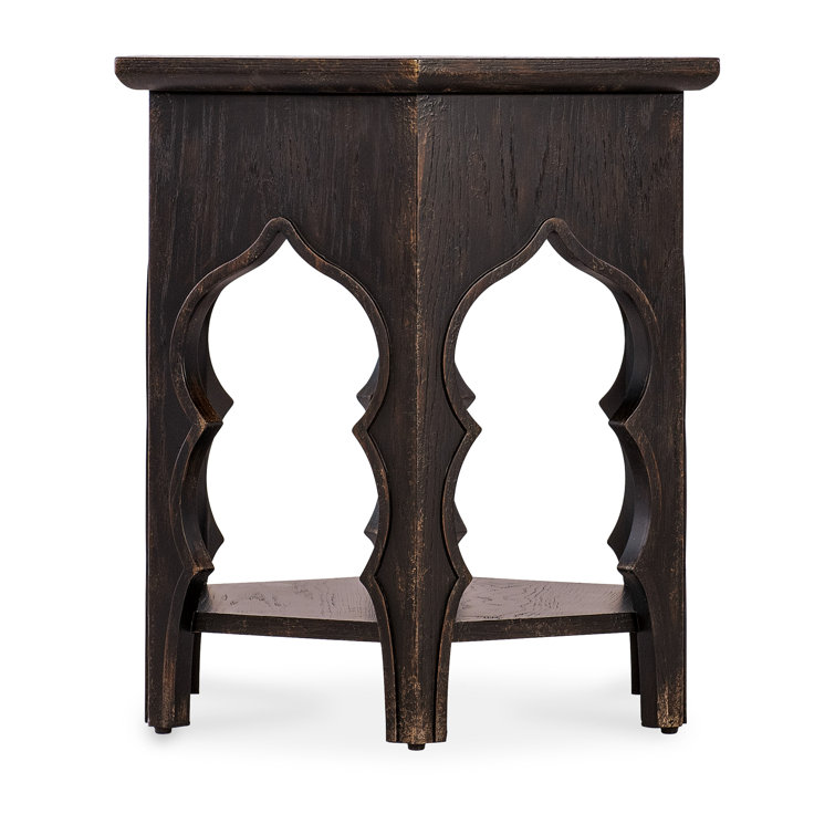 Black Rustic Oak Veneer Hexagon End Table