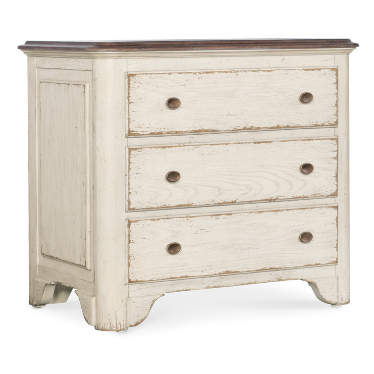 Rustic Cream and Brown 3-Drawer Oak Veneer Nightstand