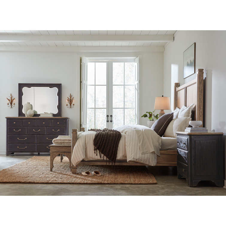 Rustic Black and Brown Oak 3-Drawer Nightstand