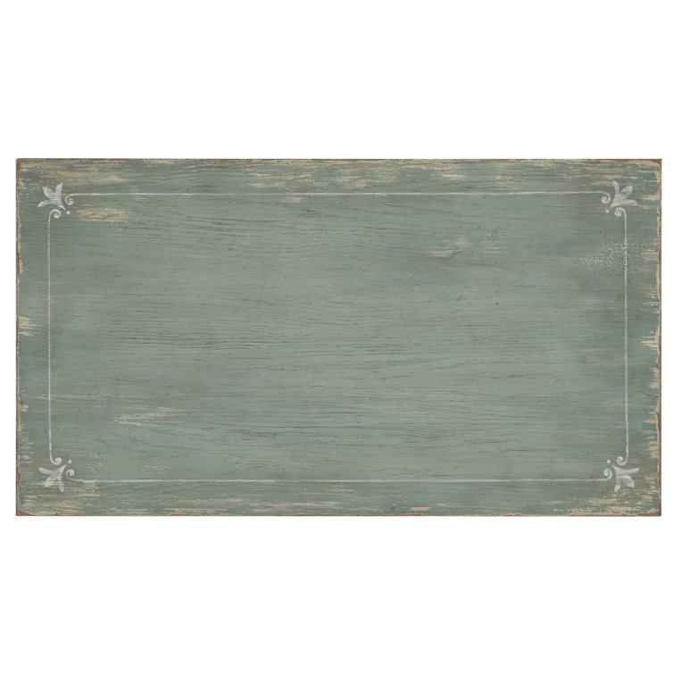 Antique Green Floral 2-Drawer Rustic Nightstand