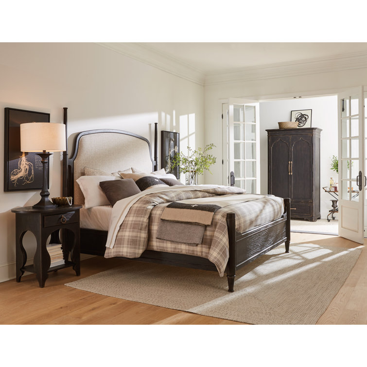 Rustic Black and Brown Oak Veneer Armoire with Mirror