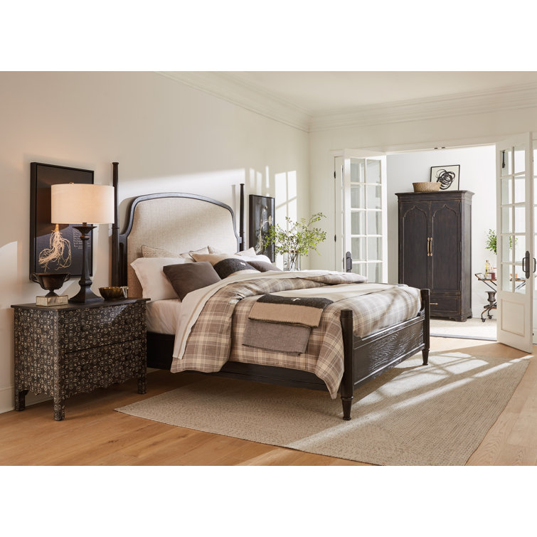 Rustic Black and Brown Oak Veneer Armoire with Mirror