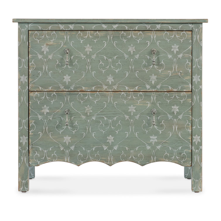 Antique Green and White 2-Drawer Accent Chest