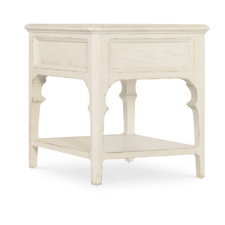 Rustic White Oak Veneer End Table with Storage