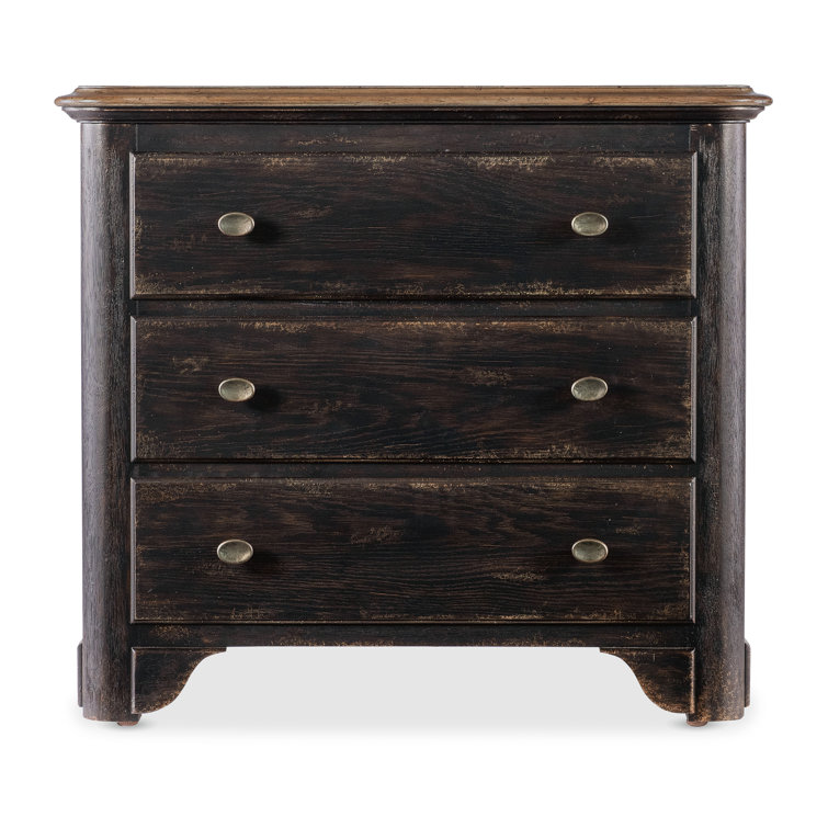 Rustic Black and Brown Oak 3-Drawer Nightstand