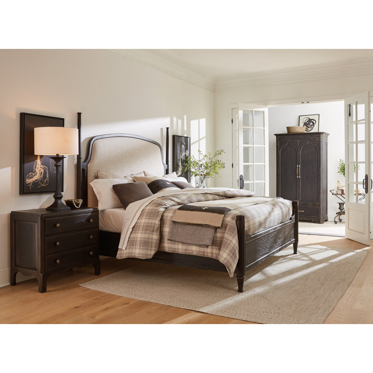 Rustic Black and Brown Oak Veneer Armoire with Mirror
