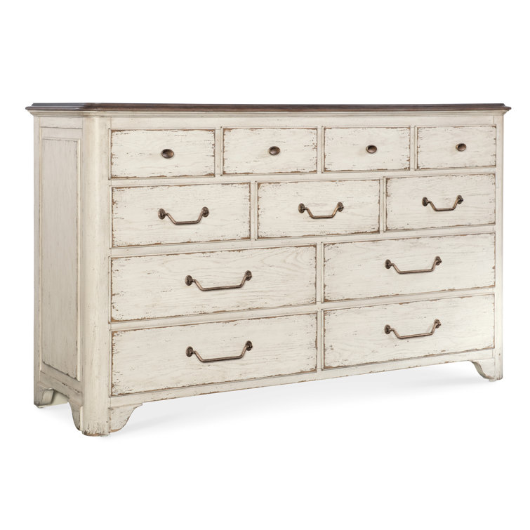 Cream and Honey Oak 11-Drawer Rustic Dresser