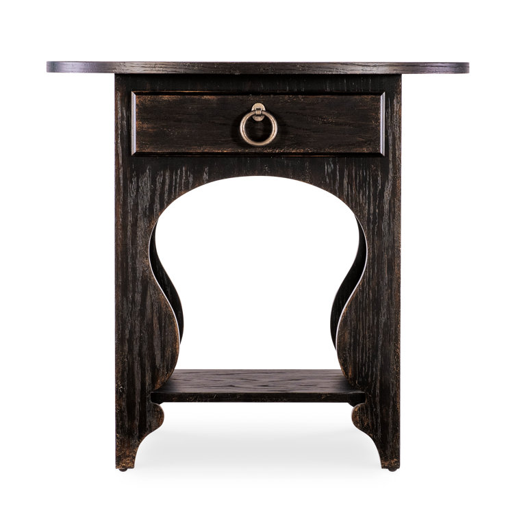 Rustic Black and Brown 1-Drawer Nightstand with Oak Veneer