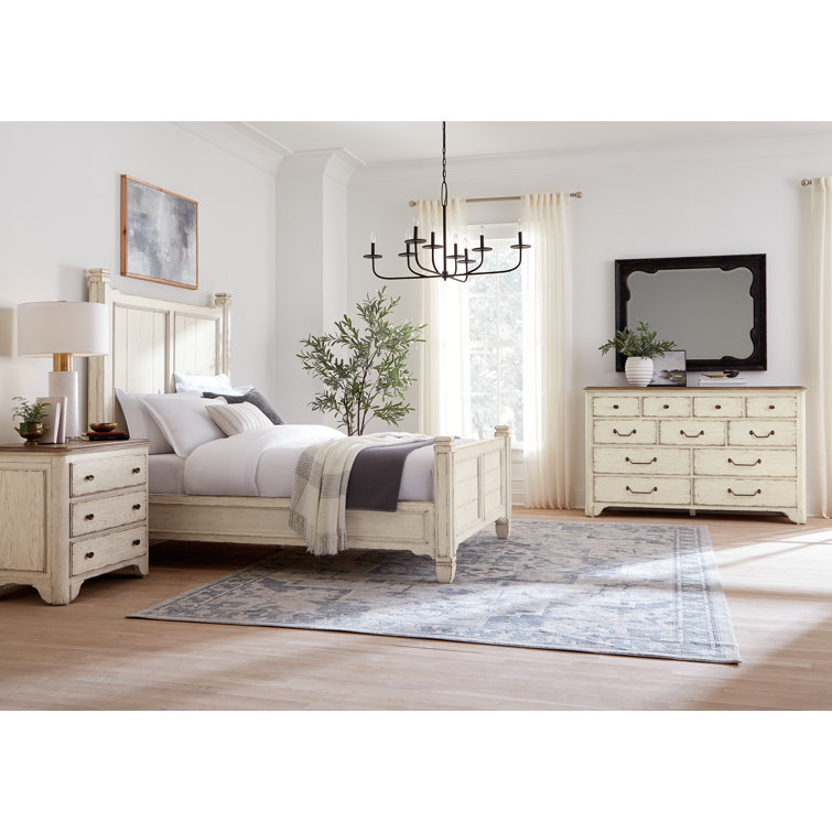 Rustic Cream and Brown 3-Drawer Oak Veneer Nightstand