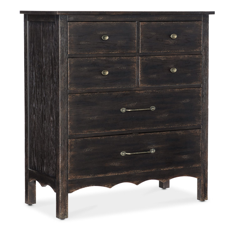 Rustic Black and Brown Oak 6-Drawer Dresser