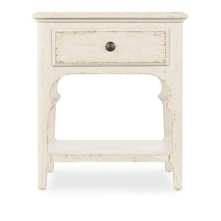 Rustic White Oak Veneer End Table with Storage