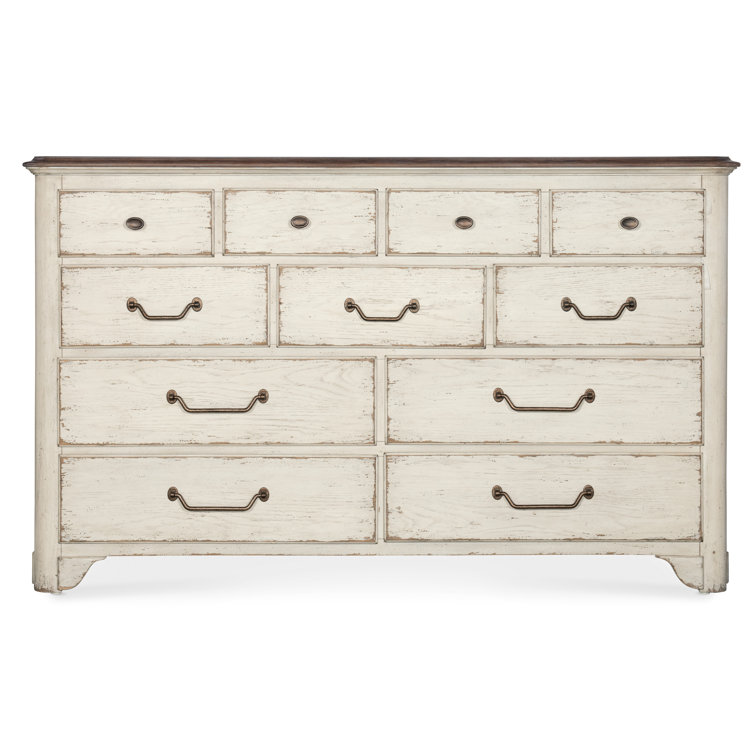 Cream and Honey Oak 11-Drawer Rustic Dresser