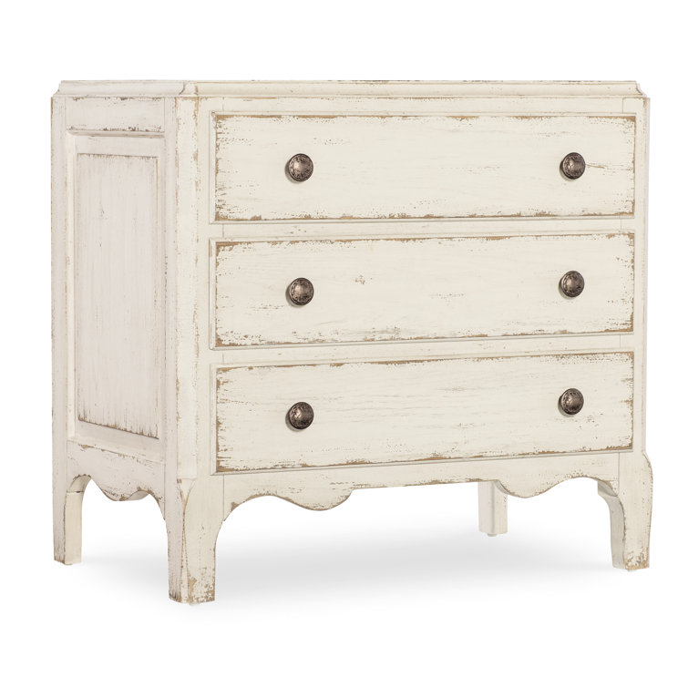 Rustic Cream and Brown 3-Drawer Nightstand