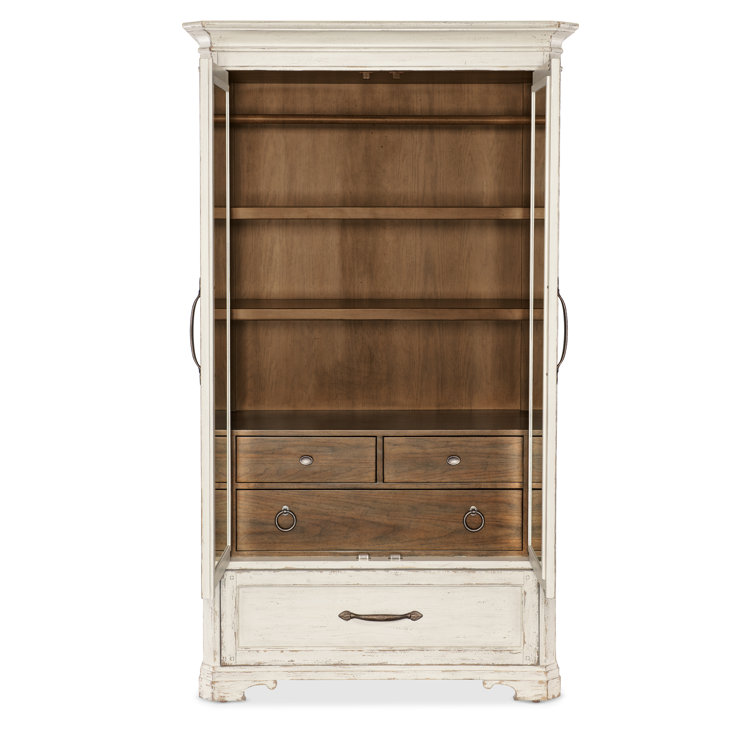 Rustic Cream Oak Veneer Armoire with Mirror