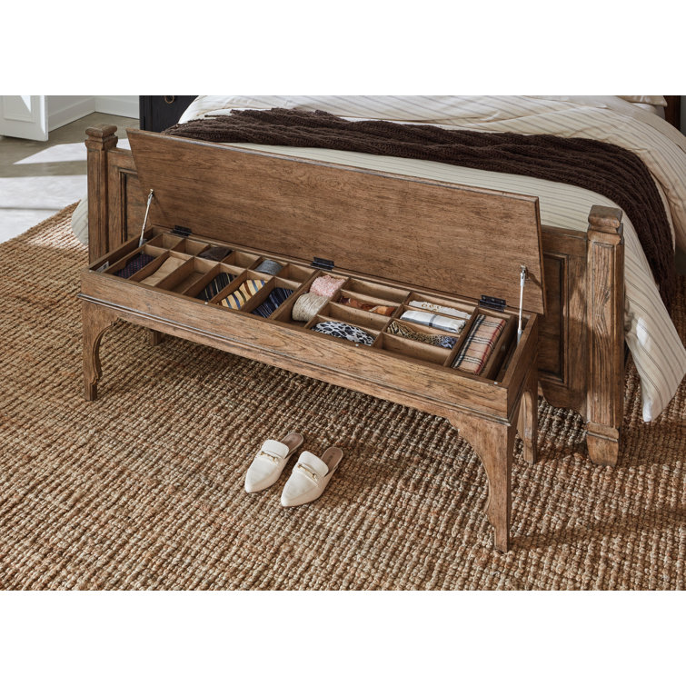 Rustic Brown Oak Veneer Bedroom Bench