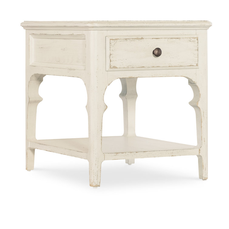 Rustic White Oak Veneer End Table with Storage