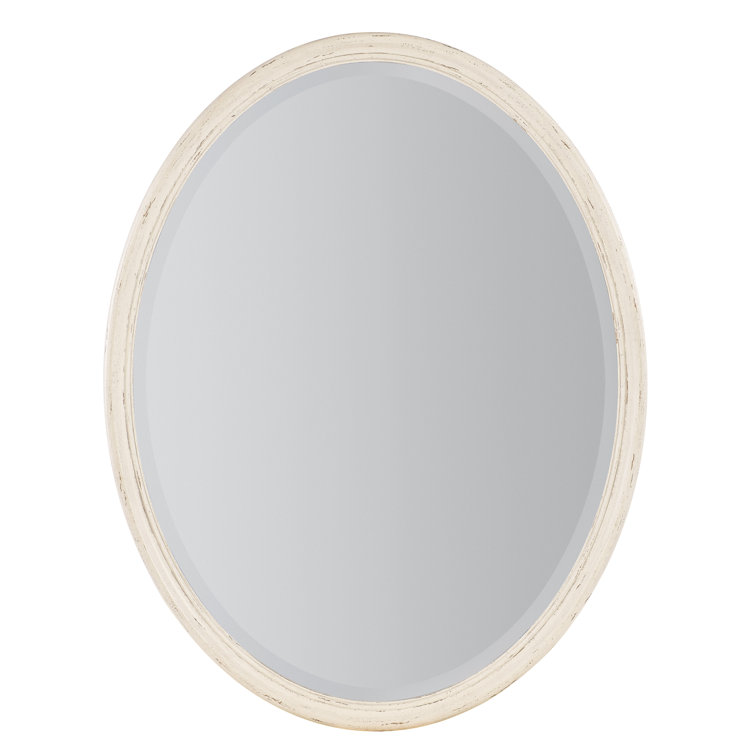 Cream Oval Rustic Wood Wall Mirror