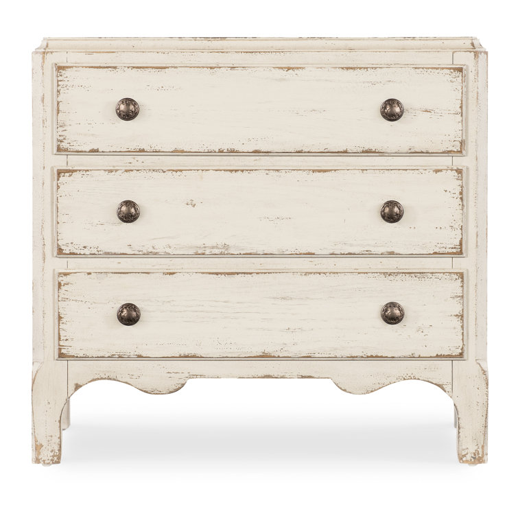Rustic Cream and Brown 3-Drawer Nightstand