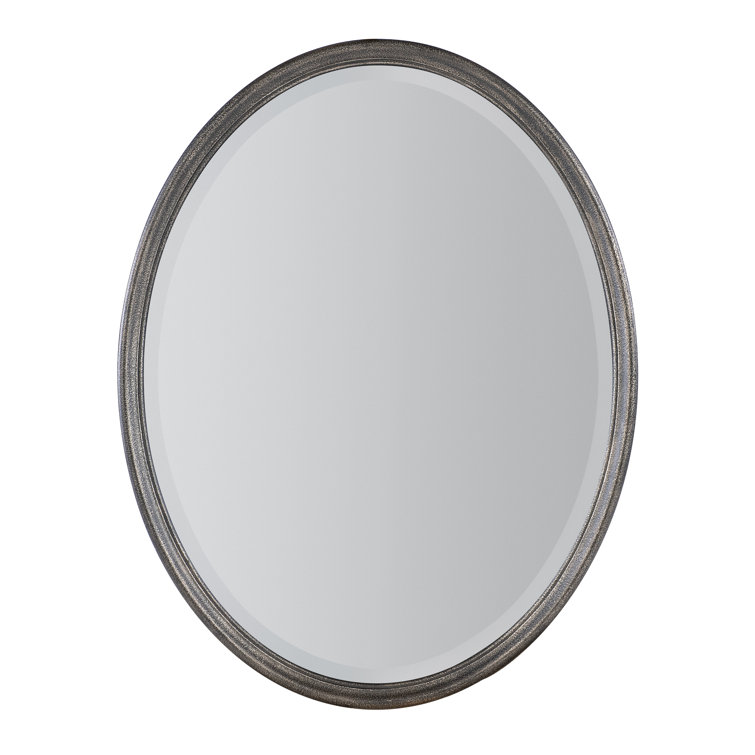 Rustic Black Oval Wood Wall Mirror