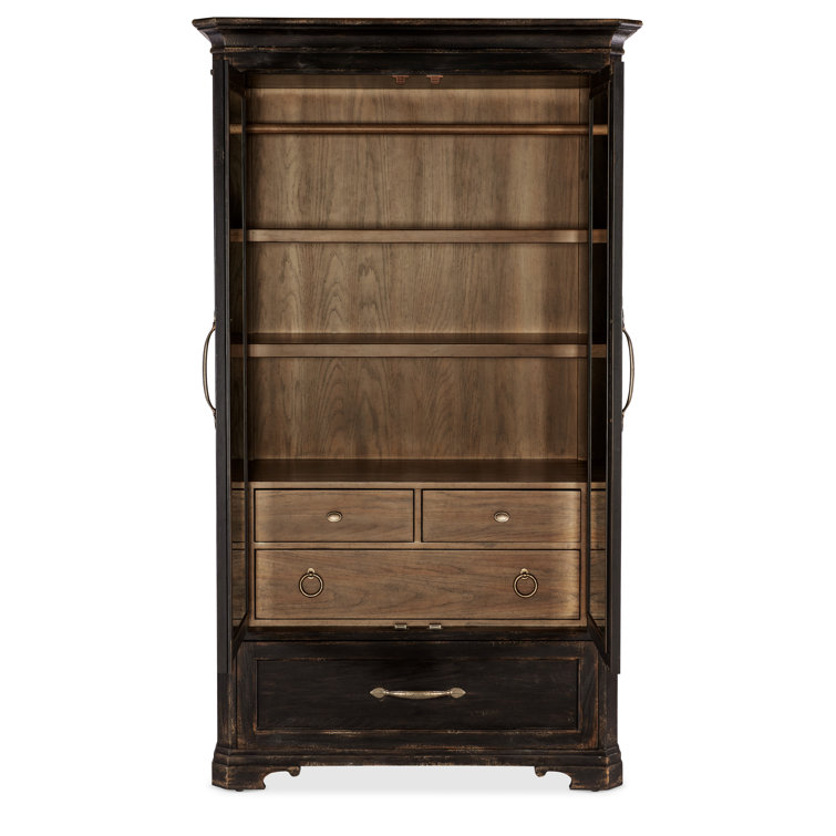 Rustic Black and Brown Oak Veneer Armoire with Mirror